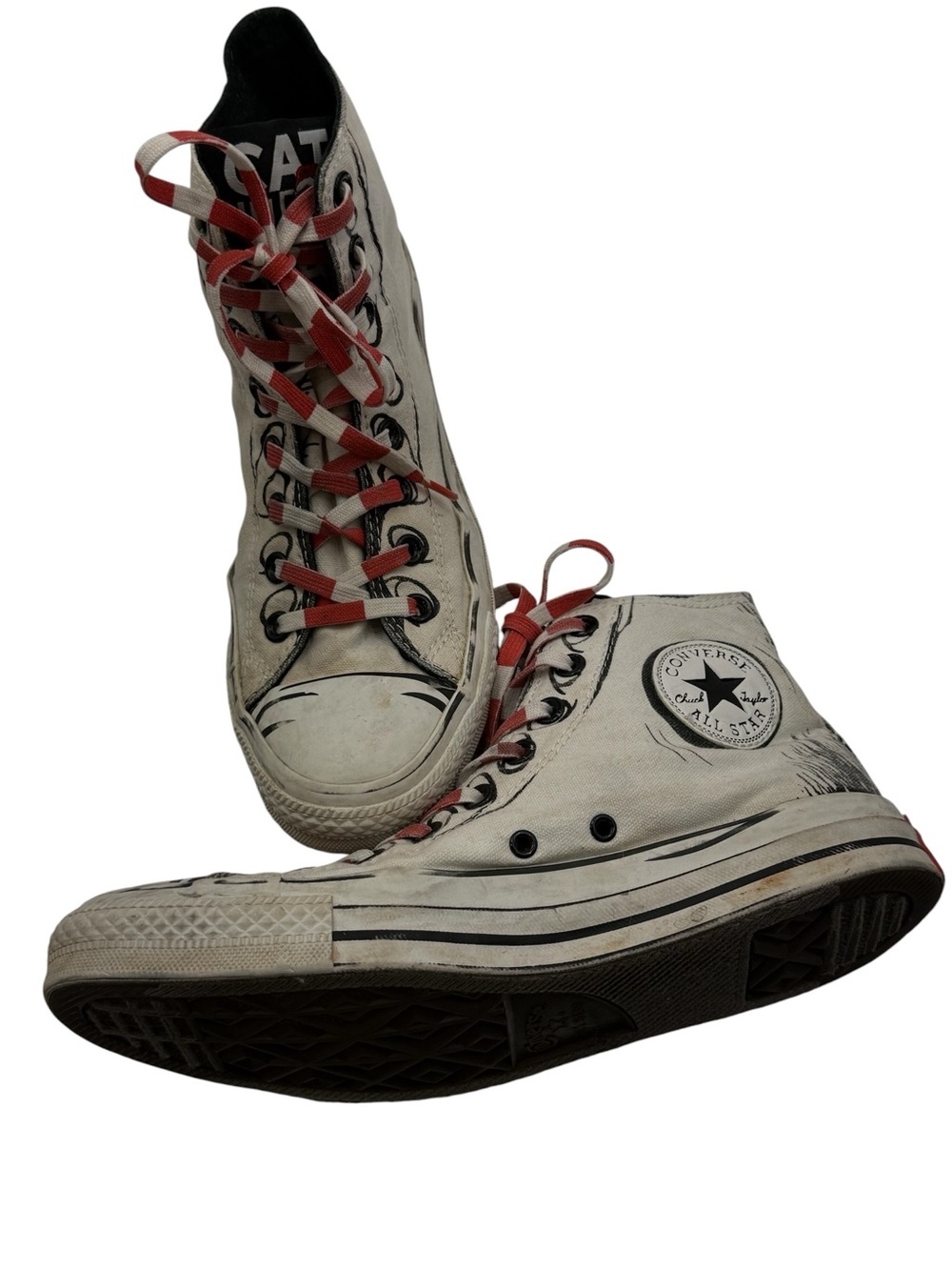 Converse x Dr. Seuss Cat in the Hat High Top Sneakers White Canvas Men’s 8 - Picture 7 of 16